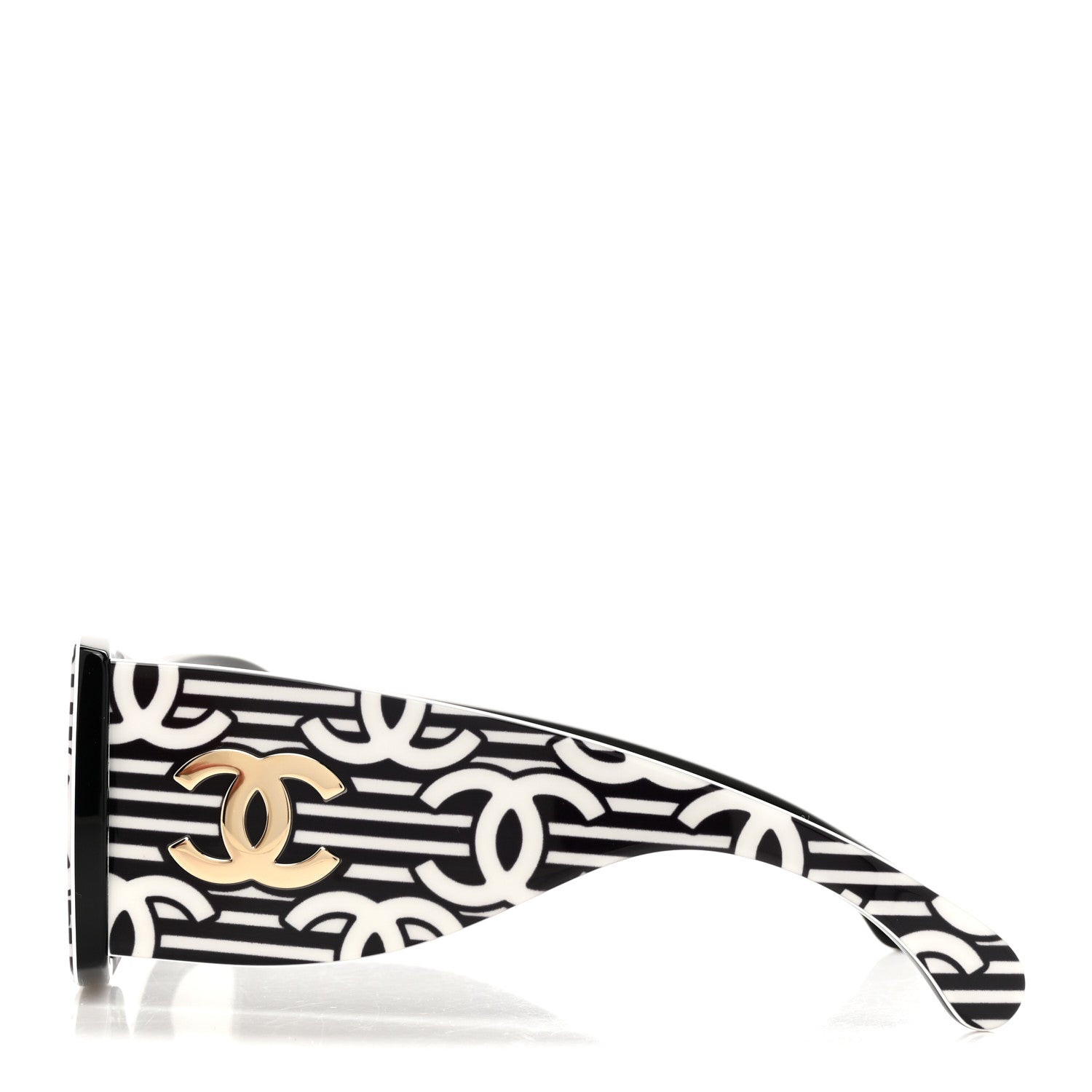 Chanel Acetate CC Logo Square Sunglasses 71628 Black White 3 of 8