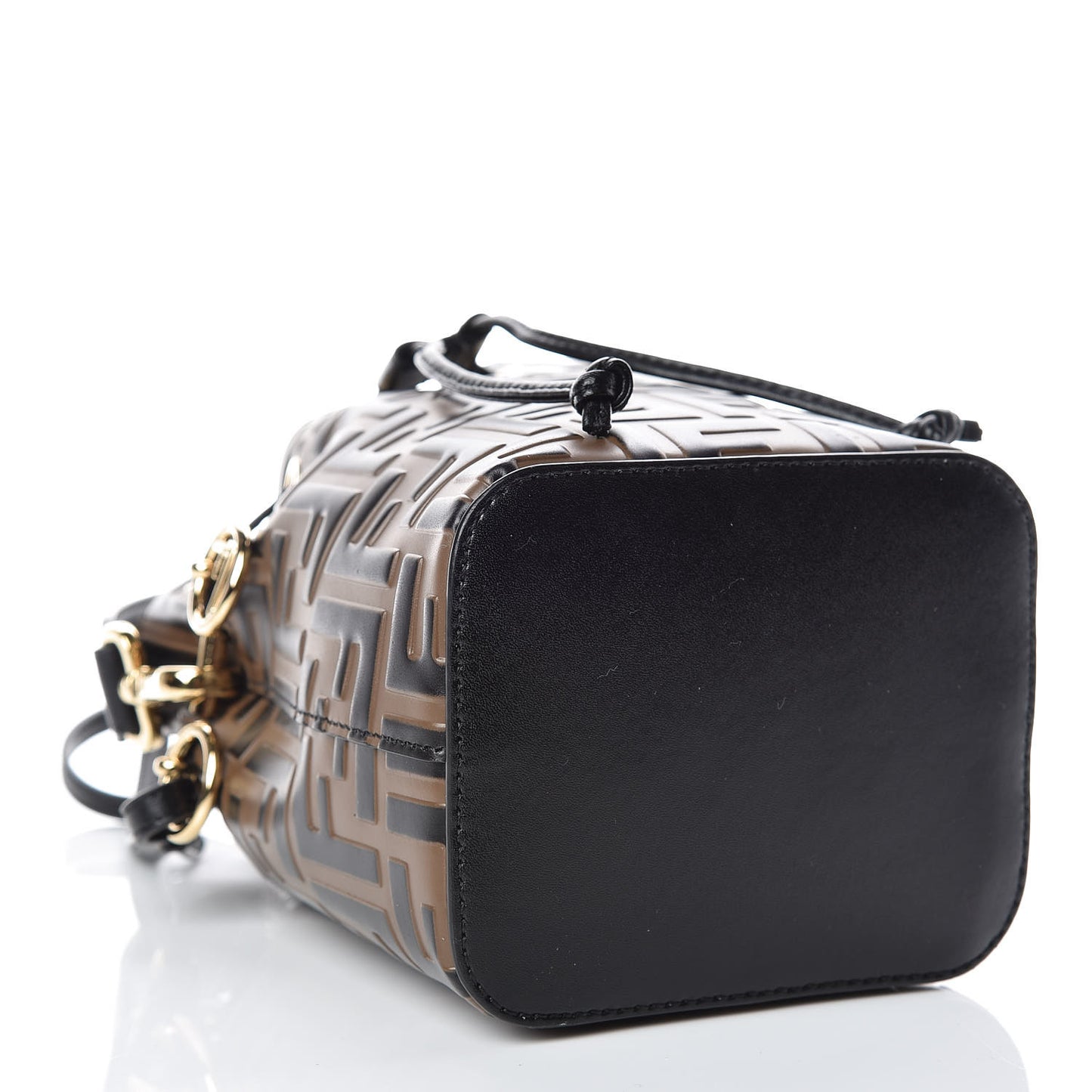 Vitello Liberty F is Fendi Bi-Color FF 1974 Embossed Mini Mon Tresor Bucket Bag Maya Black