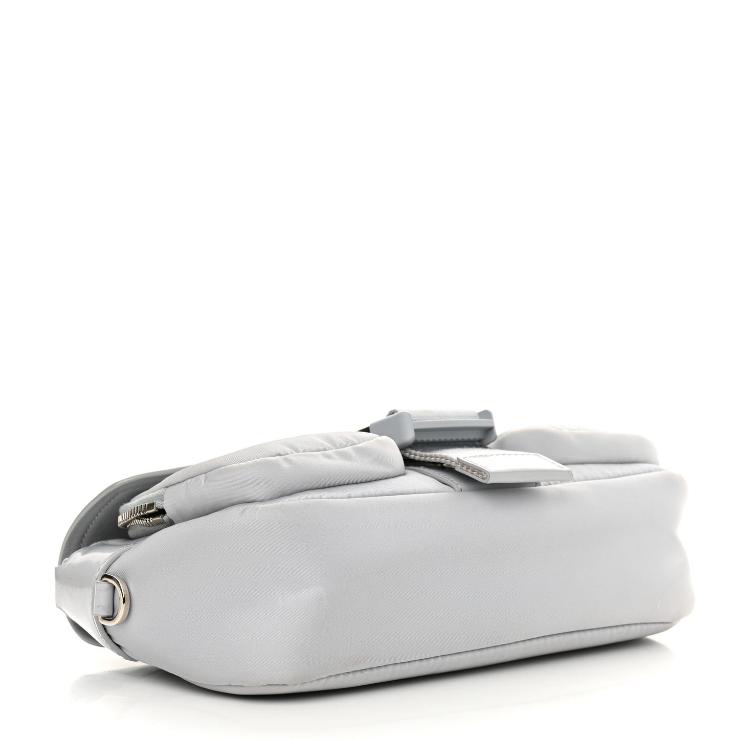 Nappa Re-Nylon Double Pocket Buckle Shoulder Bag Fiordaliso