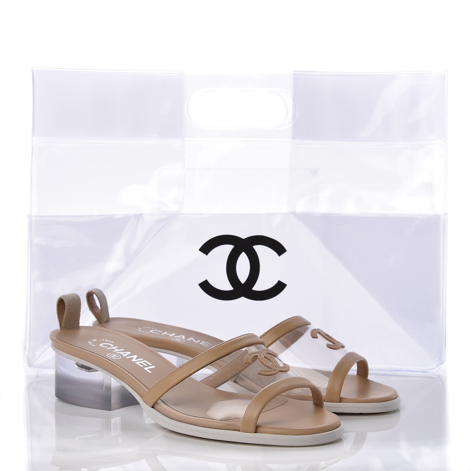 Chanel Lambskin PVC Mule 36.5 Transparent Beige 8 of 9