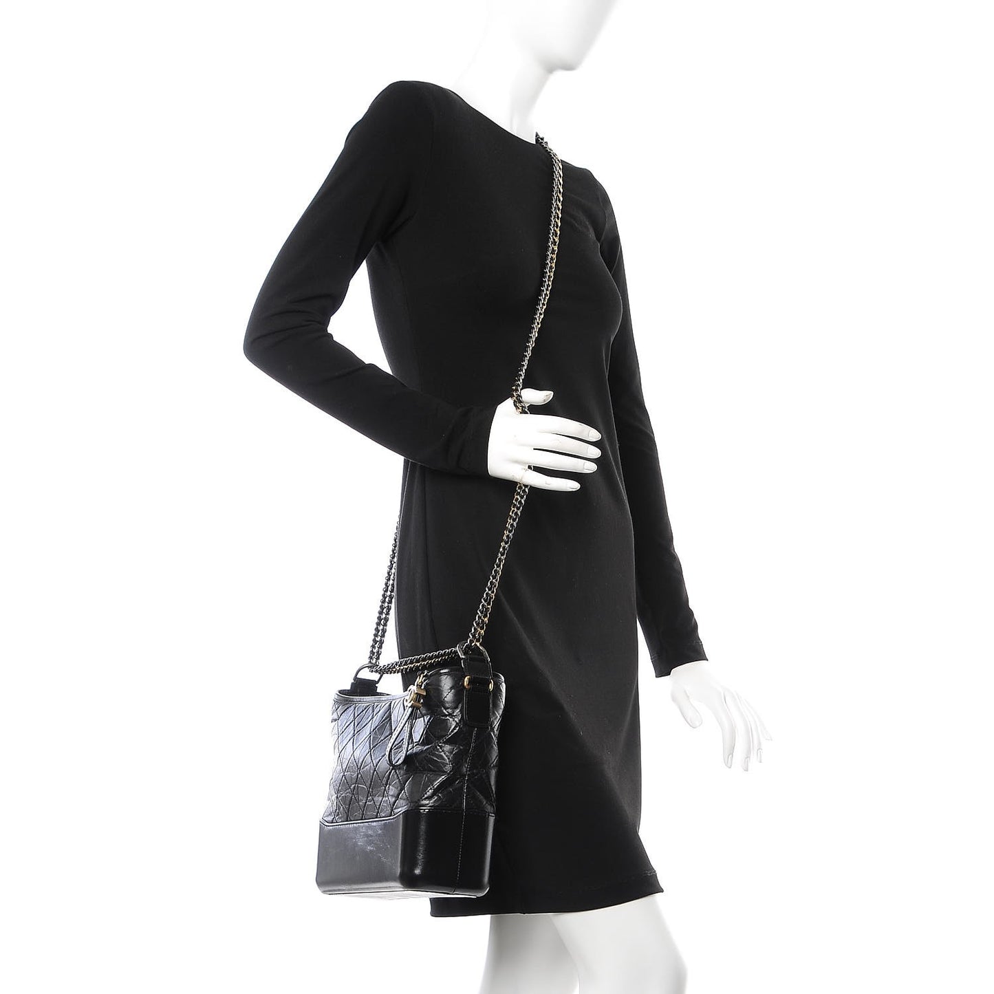 Aged Calfskin Quilted Medium Gabrielle Hobo Black
