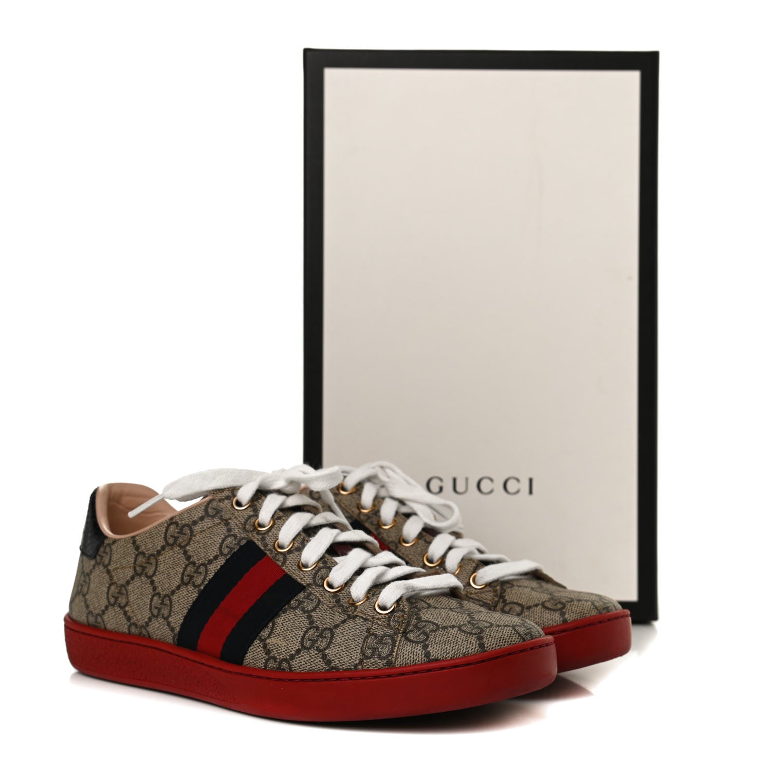 Gucci GG Supreme Monogram Ayers Web Womens Ace Sneakers 36.5 Red 18 of 18