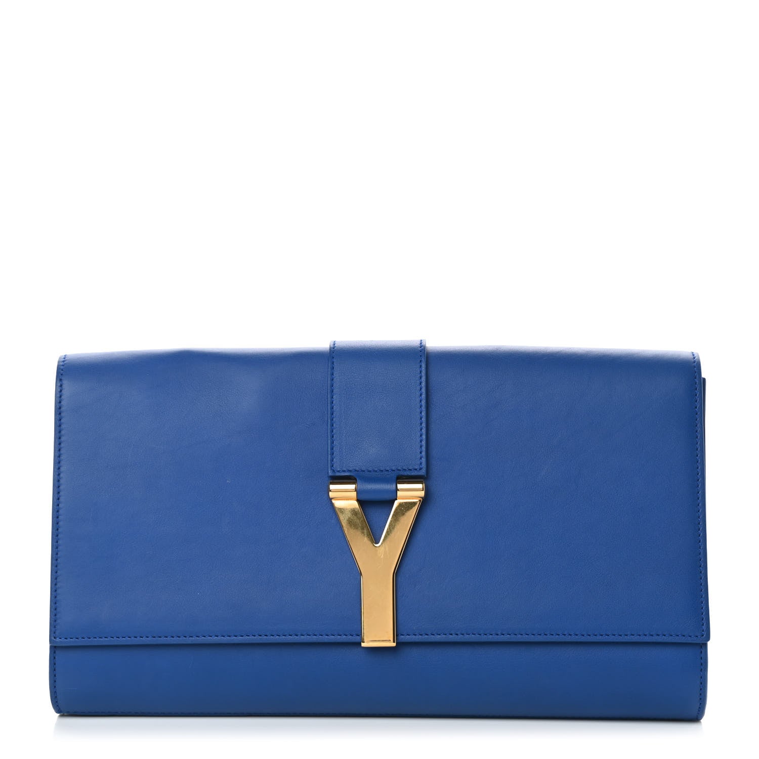 Saint Laurent Calfskin Classic Y Ligne Clutch Royal Blue 1 of 7