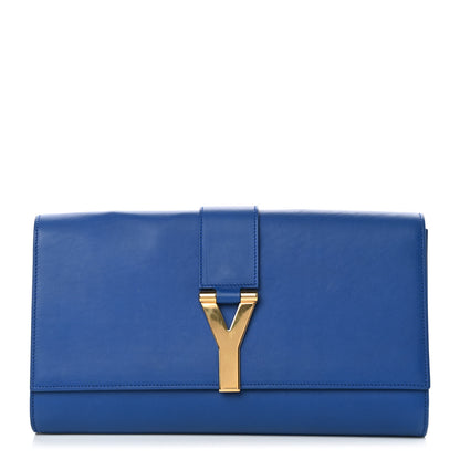Saint Laurent Calfskin Classic Y Ligne Clutch Royal Blue 1 of 7