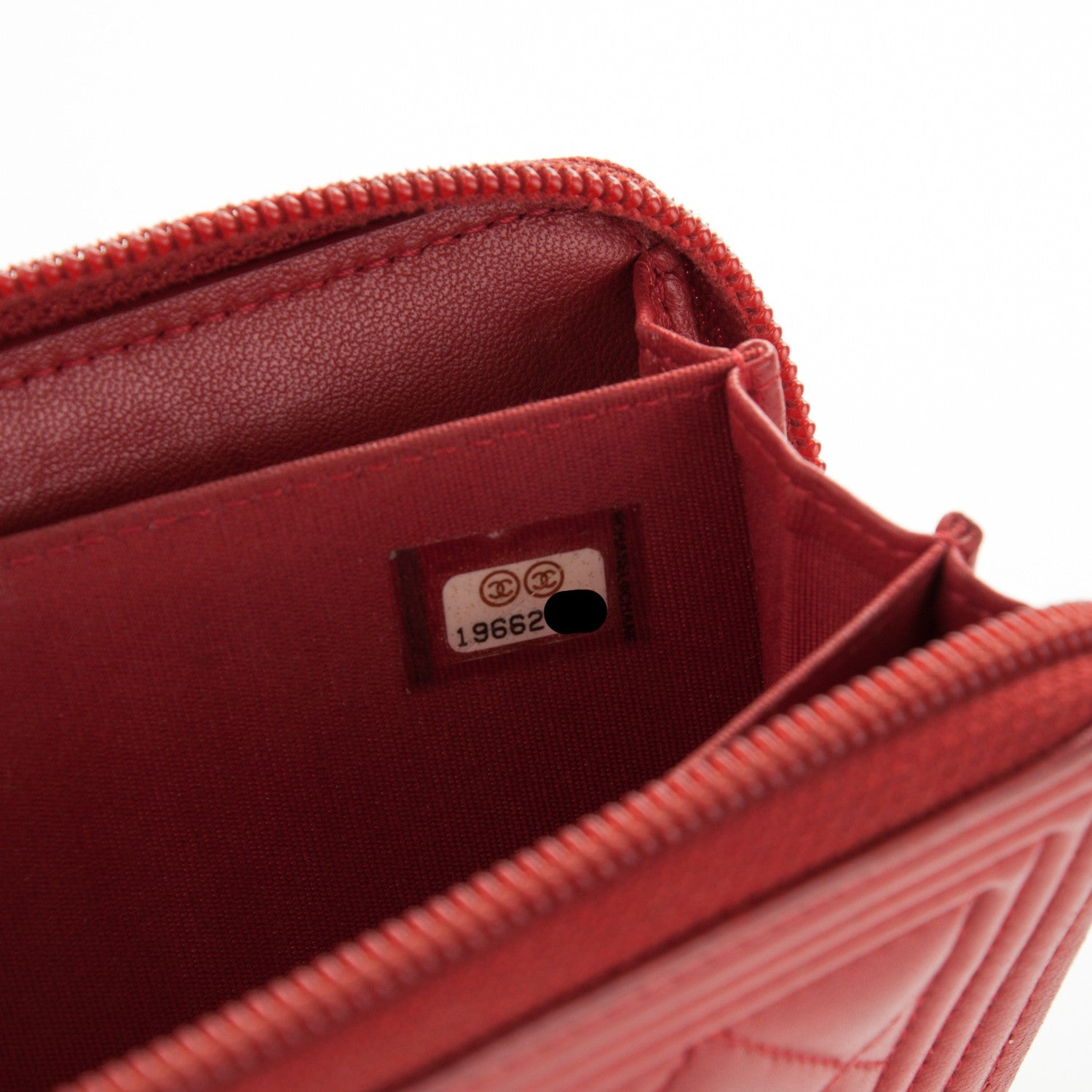 Chanel Lambskin Quilted Small Boy Zip Around Wallet Red 9 of 9