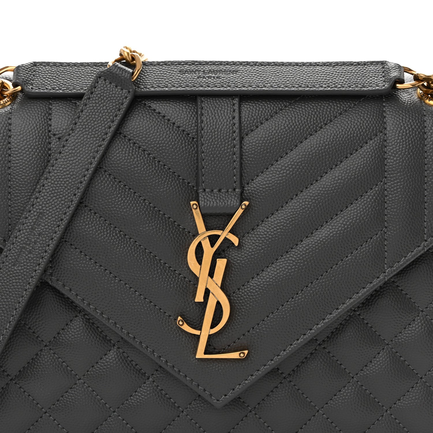 Saint Laurent Grain De Poudre Textured Mixed Matelasse Triquilt Medium Monogram Satchel Pebble 8 of 11