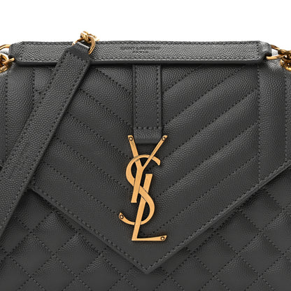 Saint Laurent Grain De Poudre Textured Mixed Matelasse Triquilt Medium Monogram Satchel Pebble 8 of 11