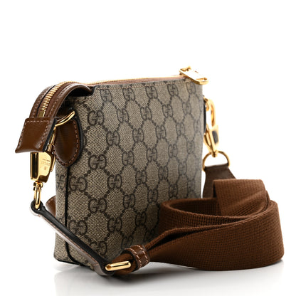 Gucci GG Supreme Monogram Azalea Calfskin Small Retro Interlocking G Wristlet Messenger Bag Beige Ebony Brown Sugar 3 of 11