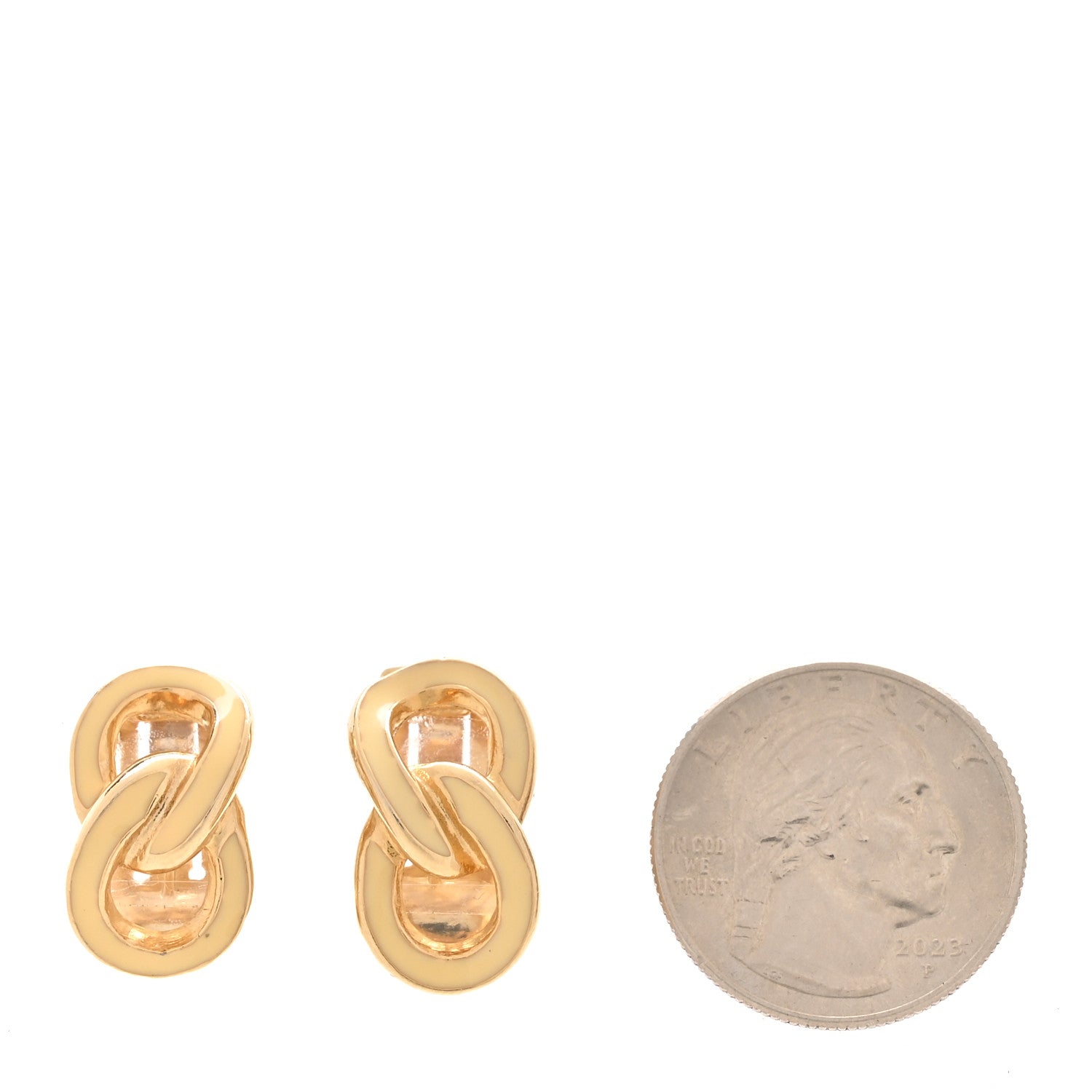 Christian Dior Enamel Chain Link Clip On Earrings Gold Yellow 2 of 4