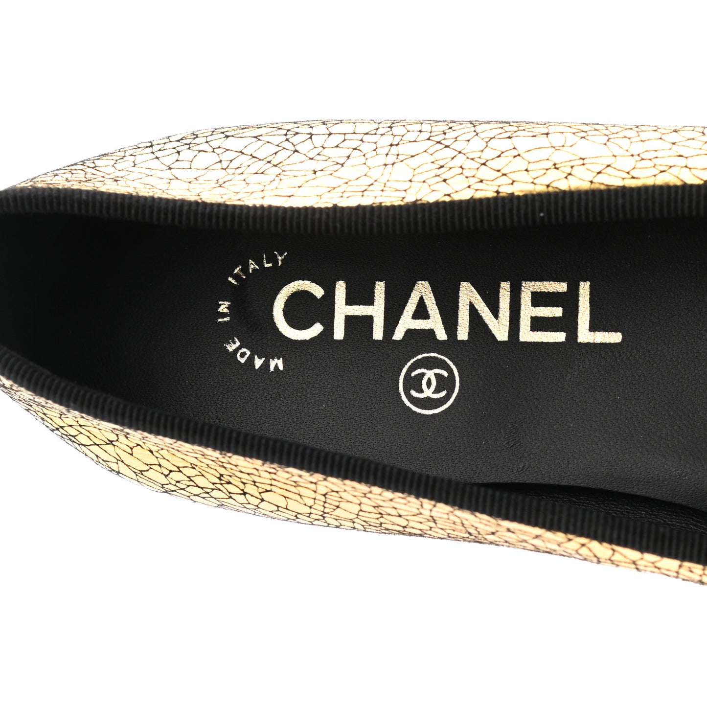 Metallic Calfaskin Cap Toe CC Ballerina Flats 38 Gold