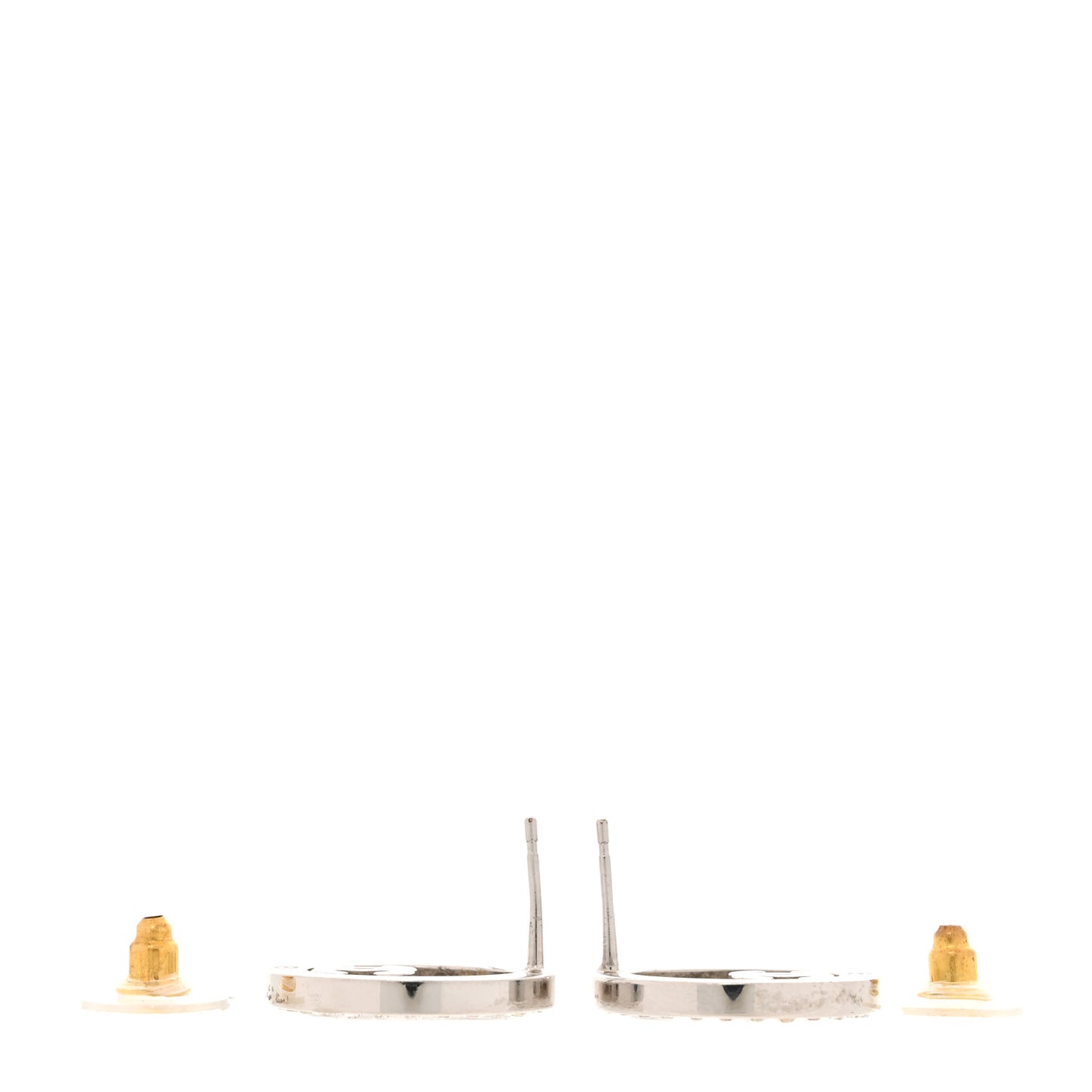 Crystal CC Round Earrings Silver