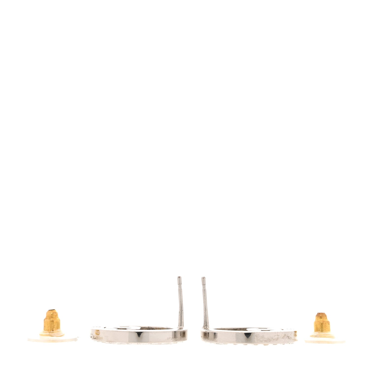 Chanel Crystal CC Round Earrings Silver 3 of 6