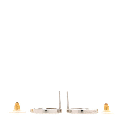 Chanel Crystal CC Round Earrings Silver 3 of 6