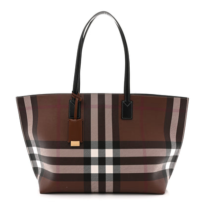 Burberry E-Canvas Check Medium Soft TB Tote Dark Birch Brown 1 of 10