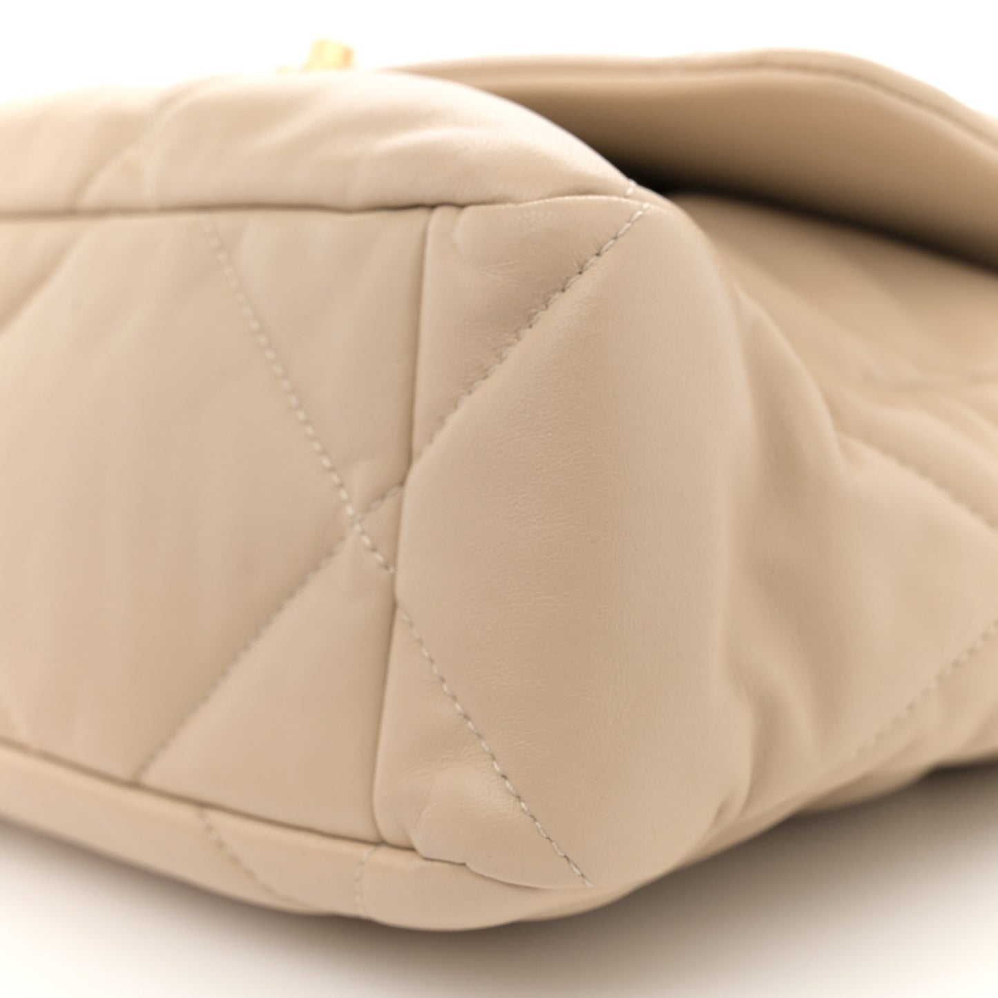 Lambskin Quilted Large Chanel 19 Flap Beige