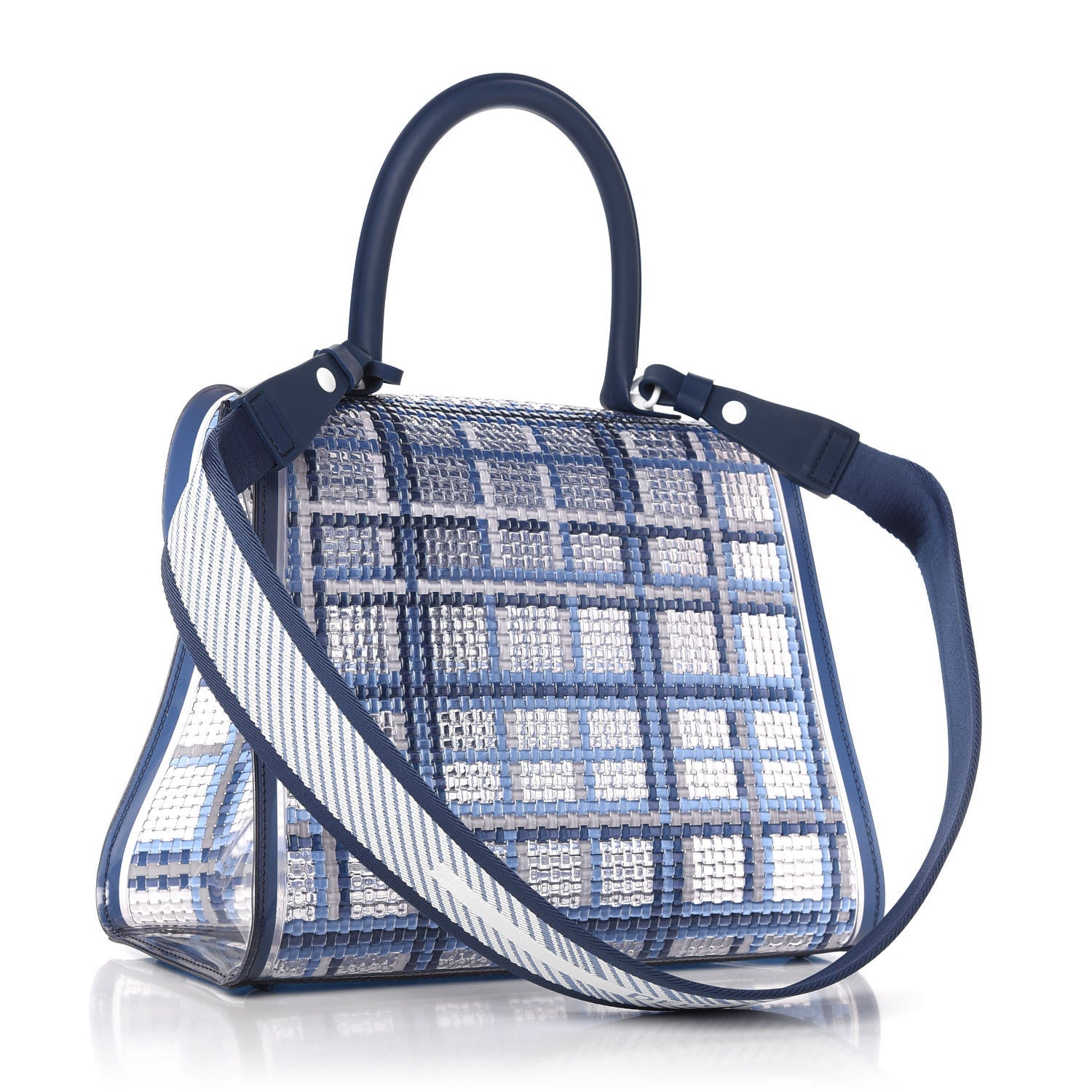 Delvaux Vinyl Gingham The Dreamer MM Brillant Satchel Navy 4 of 10