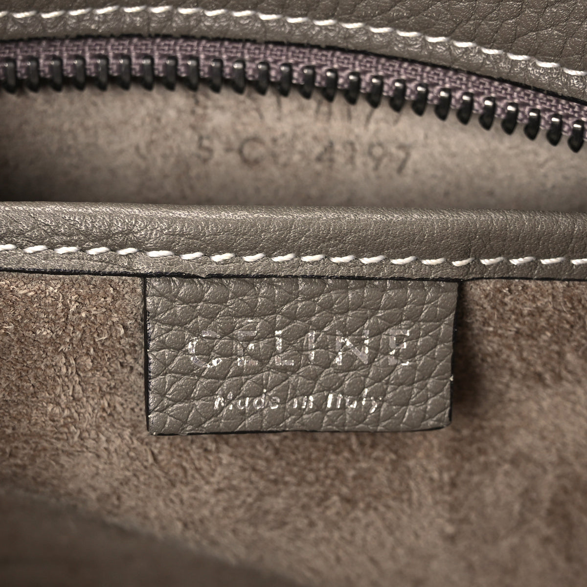 Celine Drummed Calfskin Nano Luggage Souris 6 of 11