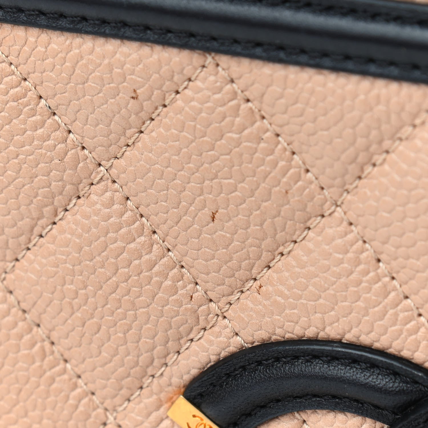Chanel Caviar Quilted Medium CC Filigree Vanity Case Beige Black 12 of 14