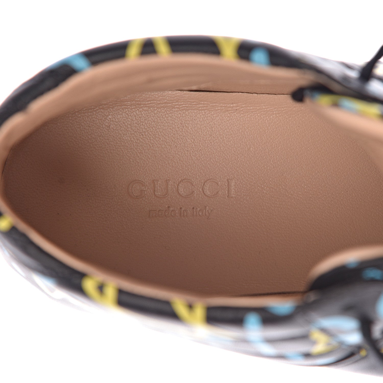 Gucci Calfskin GucciGhost Print Womens High Top Sneakers 37 Black New Acquamarine 6 of 9