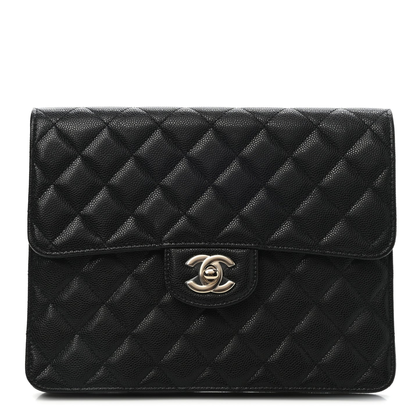 Caviar Quilted Square Flap Clutch Black