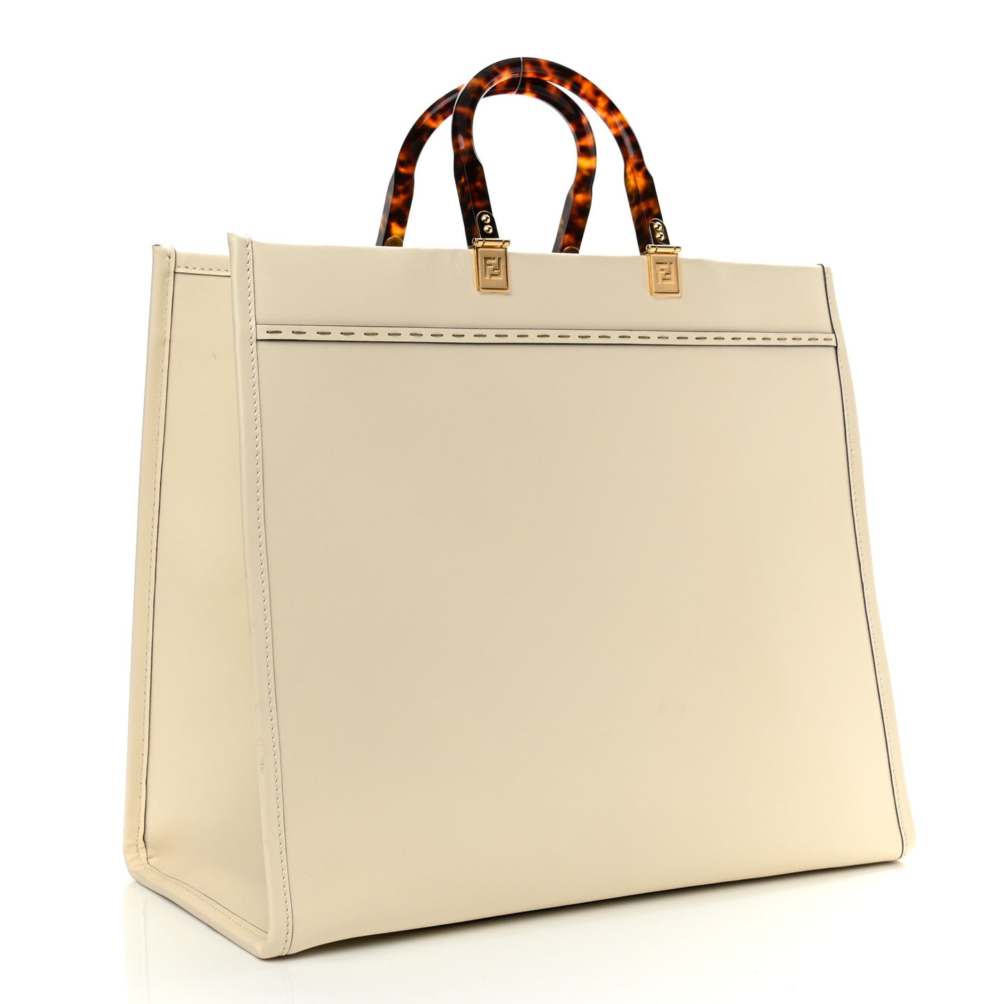 Vitello King Plexiglass Logo Embossed Large Fendi Sunshine Shopper Tote White Ice