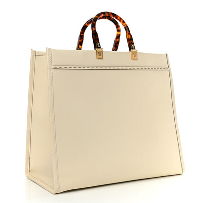 Fendi Vitello King Plexiglass Logo Embossed Large Fendi Sunshine Shopper Tote White Ice 3 of 11