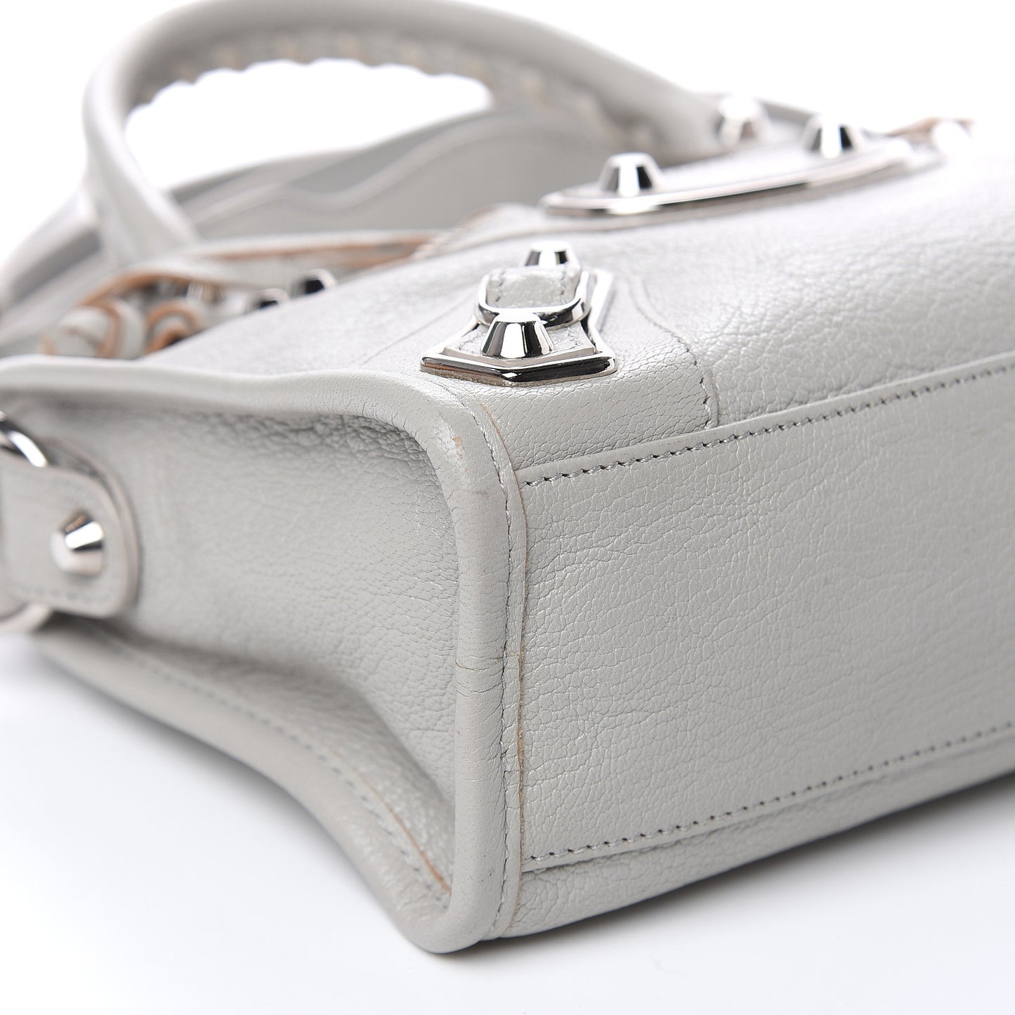 Chevre Silver Metallic Edge Hardware Mini City Gris Glace