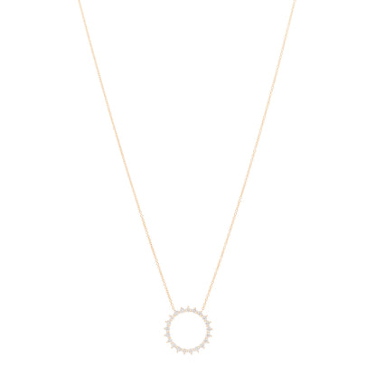 Tiffany 18K Rose Gold Diamond Medium Open Circle Pendant Necklace 1 of 5