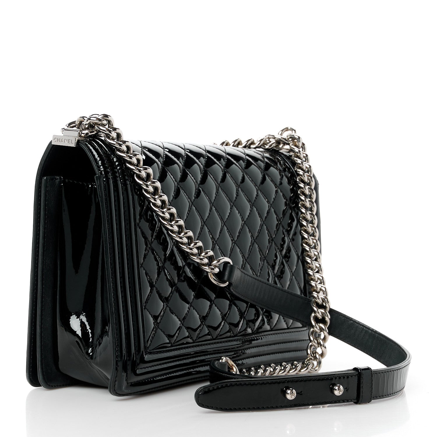 Chanel Patent Calfskin Quilted New Medium Plexiglass Boy Flap Black 3 of 12