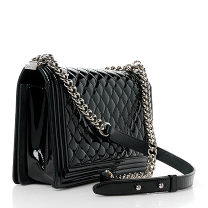 Chanel Patent Calfskin Quilted New Medium Plexiglass Boy Flap Black 3 of 12