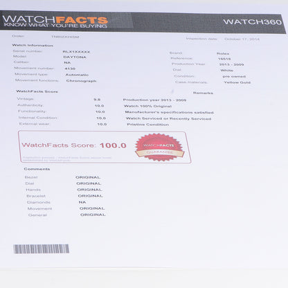 Rolex 18K Yellow Gold Alligator 40mm Oyster Perpetual Cosmograph Daytona Watch White 16518 8 of 9