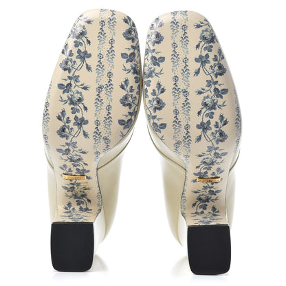 Gucci Malaga Kid GG Victoire 95mm Loafer Pumps 38 Vintage White 6 of 11