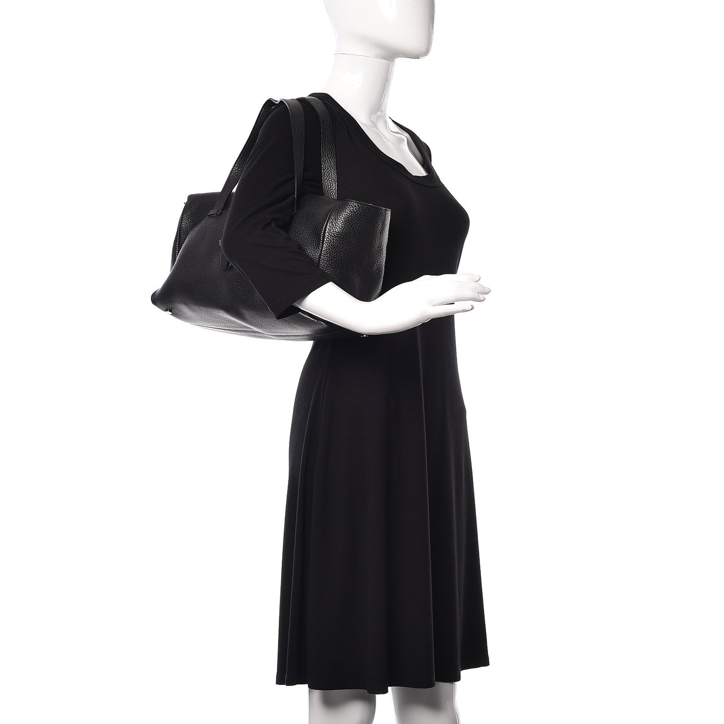 London Grainy Calfskin Shoulder Bag Black