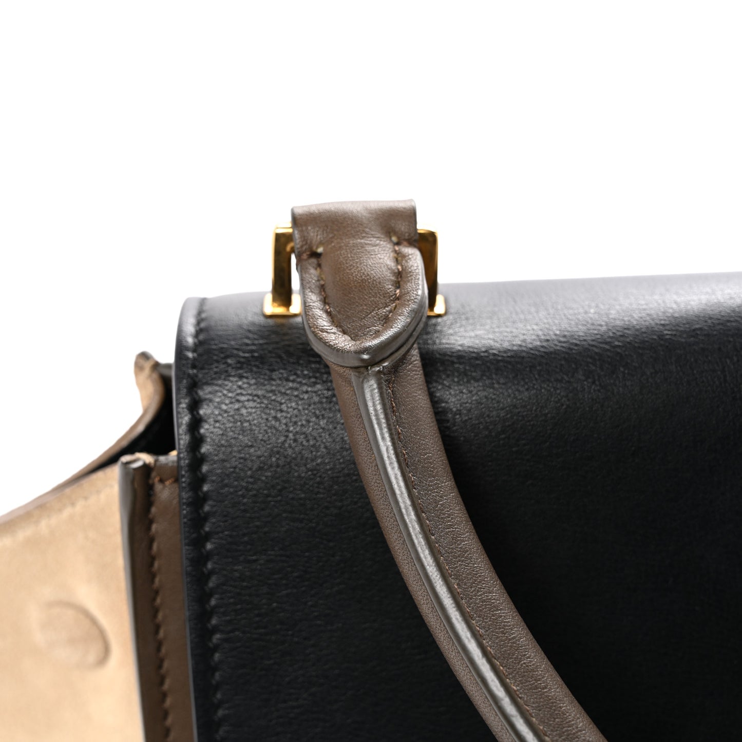 Calfskin Suede Tri-color Large Trapeze Olive