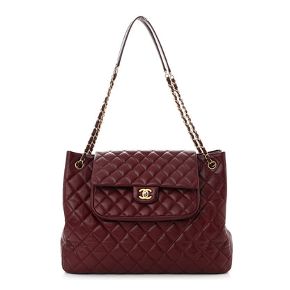 Chanel Calfskin Quilted Large Flap Shopping Tote Burgundy 1 of 10