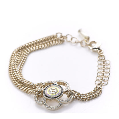 Chanel Resin Crystal CC Chain Camellia Bracelet Gold 1 of 5