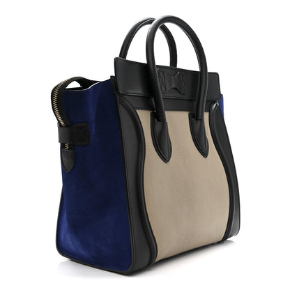 Celine Elephant Calfskin Suede Mini Tri-Color Luggage Sand 3 of 10