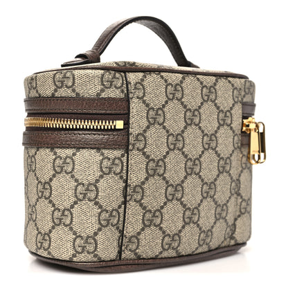Gucci GG Supreme Monogram Textured Calfskin Web Ophidia Vanity Cosmetic Case Beige Ebony New Acero 3 of 11