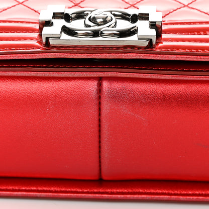 Chanel Metallic Patent Calfskin Quilted Medium Boy Flap Red 19 of 20