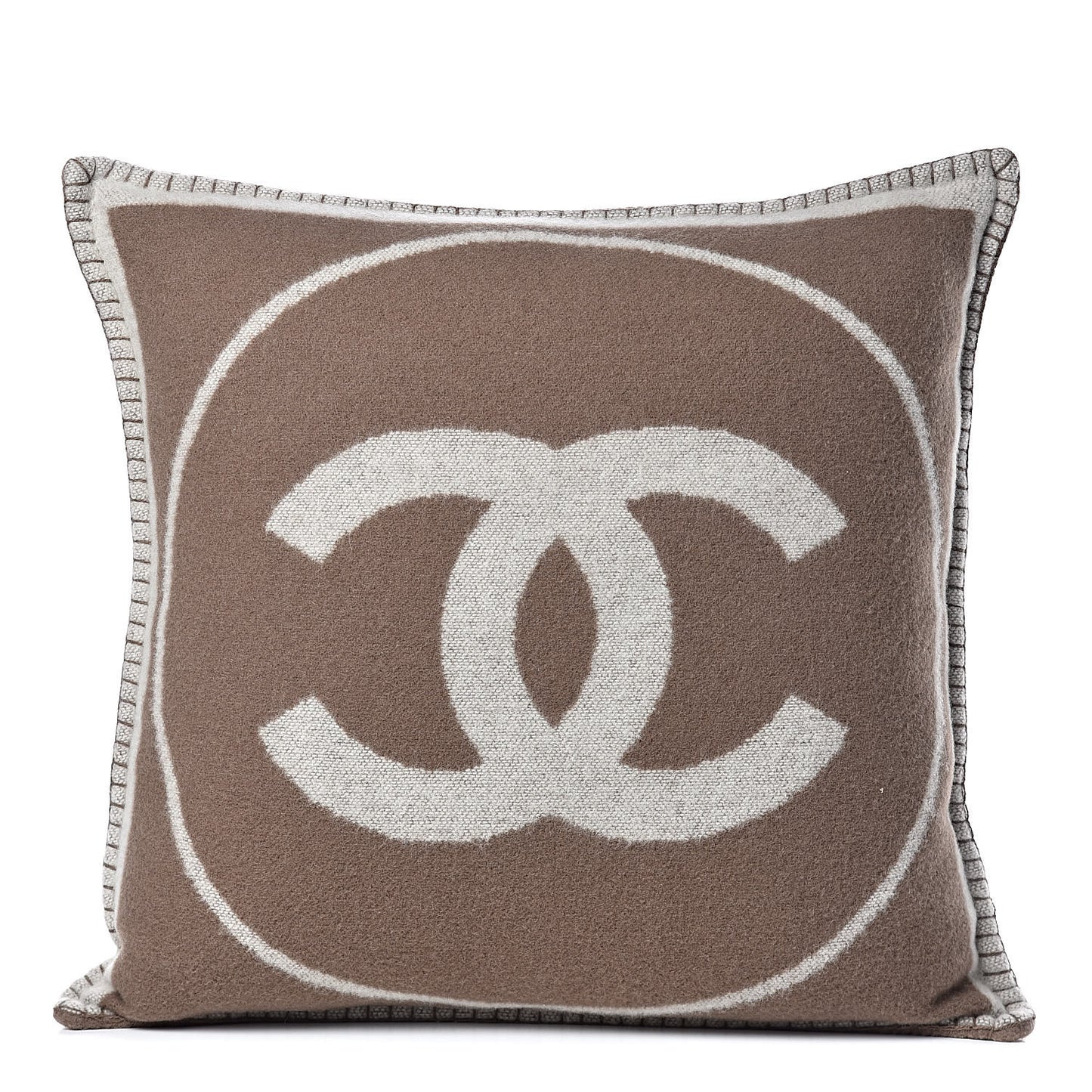 Merino Wool Cashmere CC Pillow Dark Beige Light Beige
