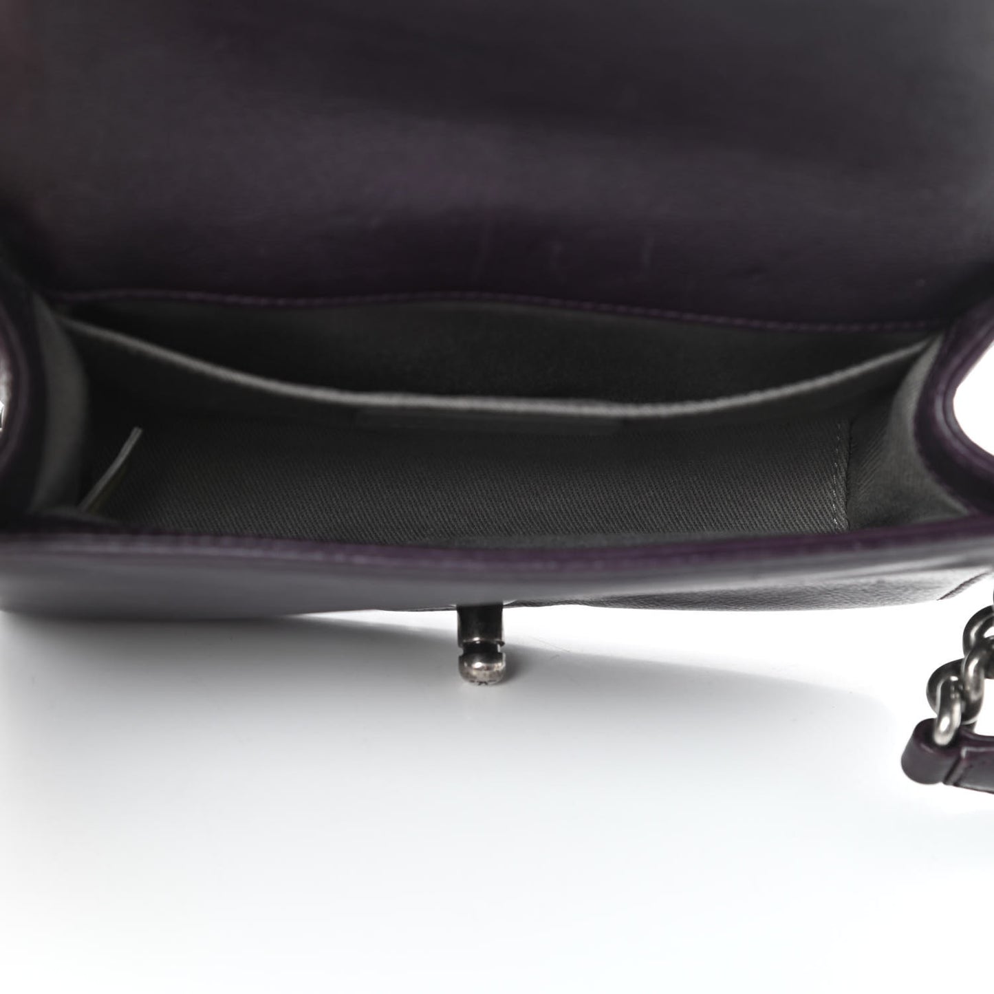 Calfskin Crystal Embossed Small Boy Flap Plum