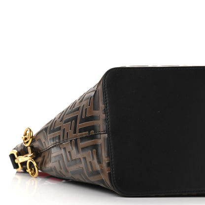 Fendi Vitello Grace F is Fendi Bi-Color FF 1974 Embossed Grande Mon Tresor Bucket Bag Maya Black Fragola 10 of 14