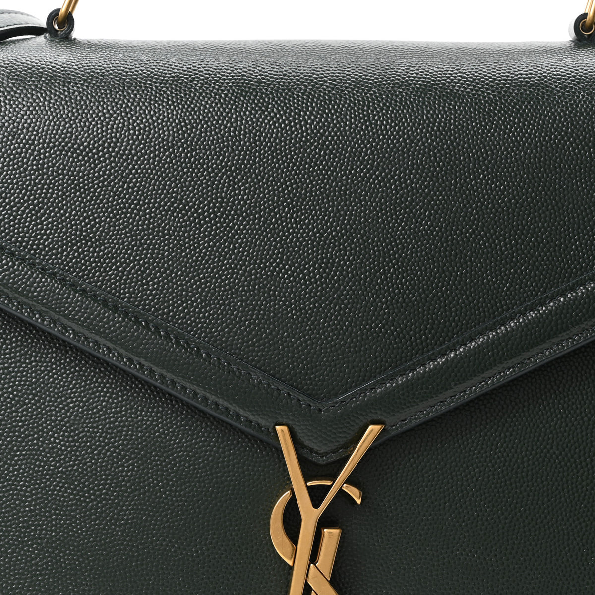 Saint Laurent Grain de Poudre Medium Classic Monogram Cassandra Top Handle Vert Fonce 8 of 10