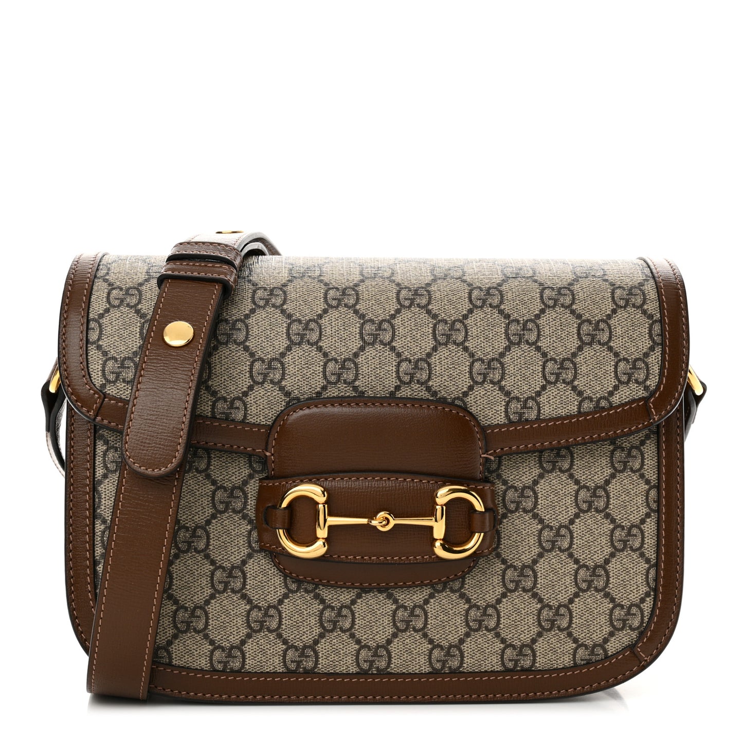 GG Supreme Monogram Horsebit 1955 Shoulder Bag Beige Brown Sugar