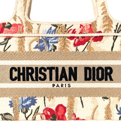 Christian Dior Canvas Embroidered Hibiscus Printed Mini Book Tote Beige Multicolor 9 of 9