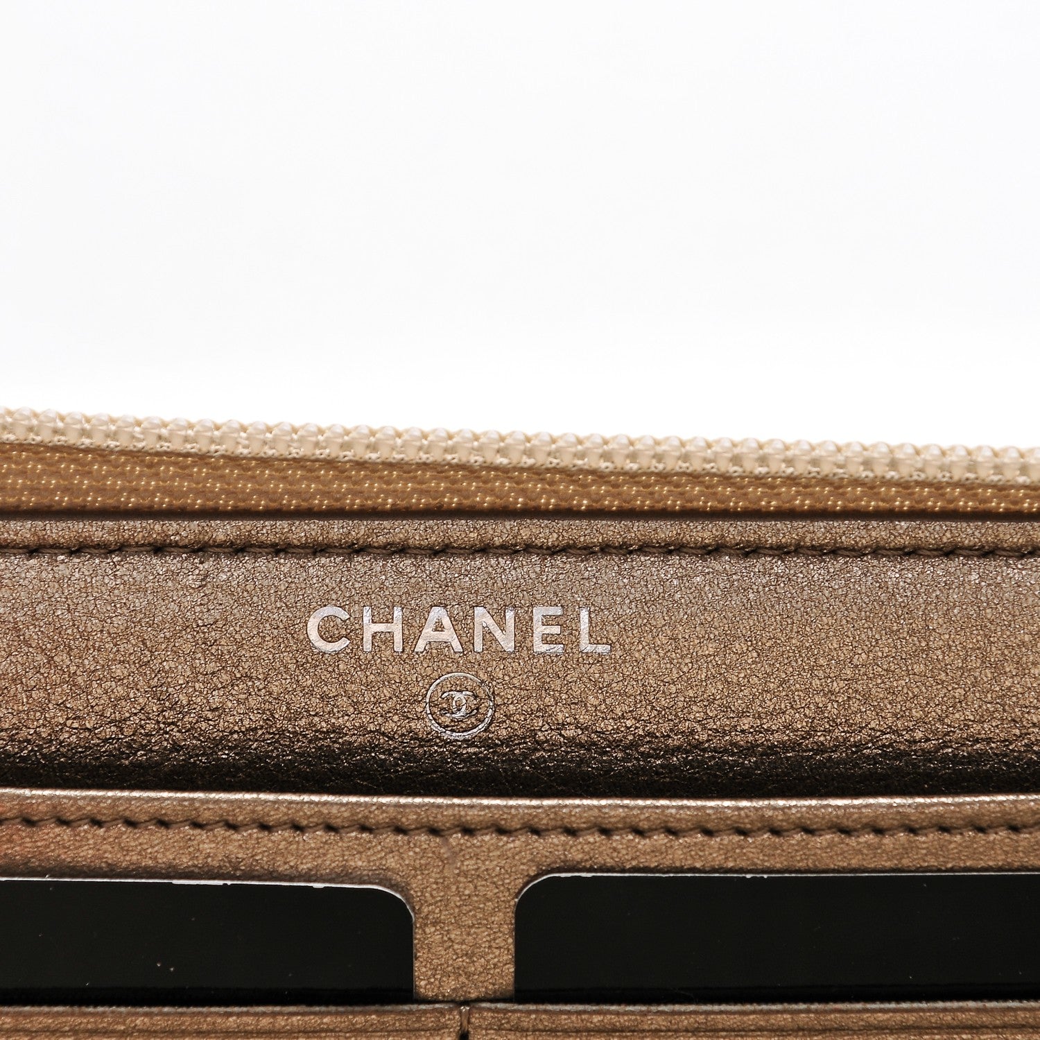 Chanel Metallic Calfskin Quilted Boy Zip Around Wallet Gold 7 of 8