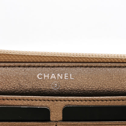 Chanel Metallic Calfskin Quilted Boy Zip Around Wallet Gold 7 of 8