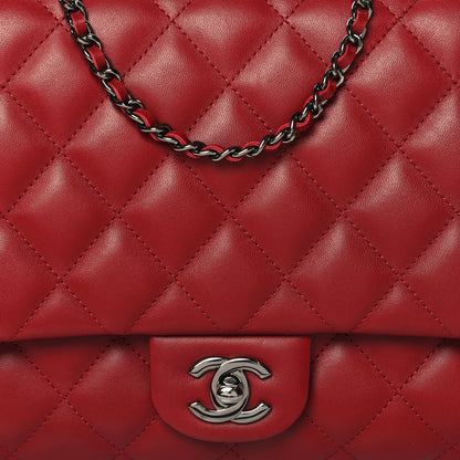Chanel Lambskin Quilted Clutch With Chain Flap Red 8 of 11