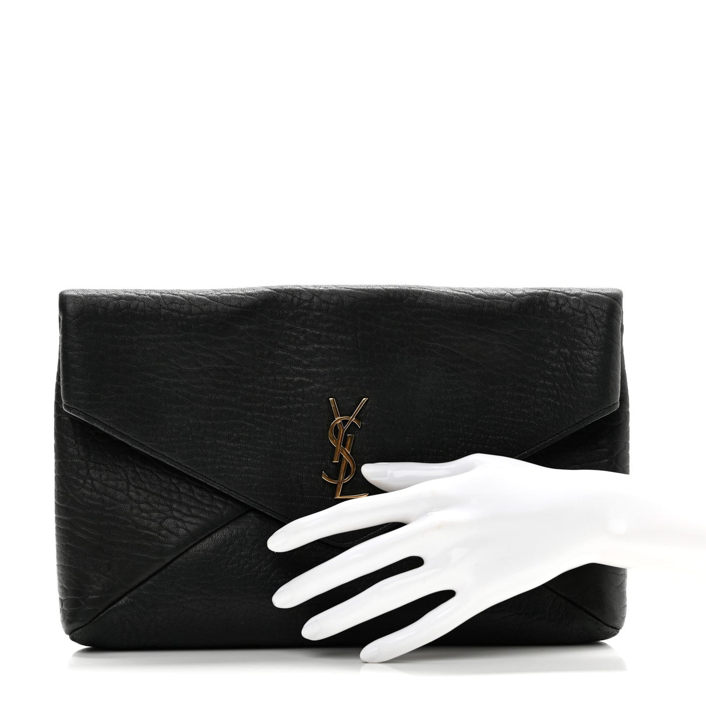 Grained Lambskin Cassandre Envelope Pouch Black