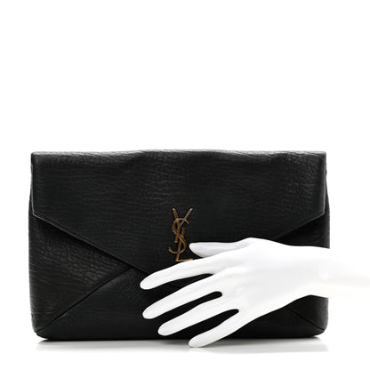 Saint Laurent Grained Lambskin Cassandre Envelope Pouch Black 2 of 8